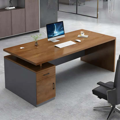 Wooden Black-Base Executive Office Desk — Coffee / Table Only