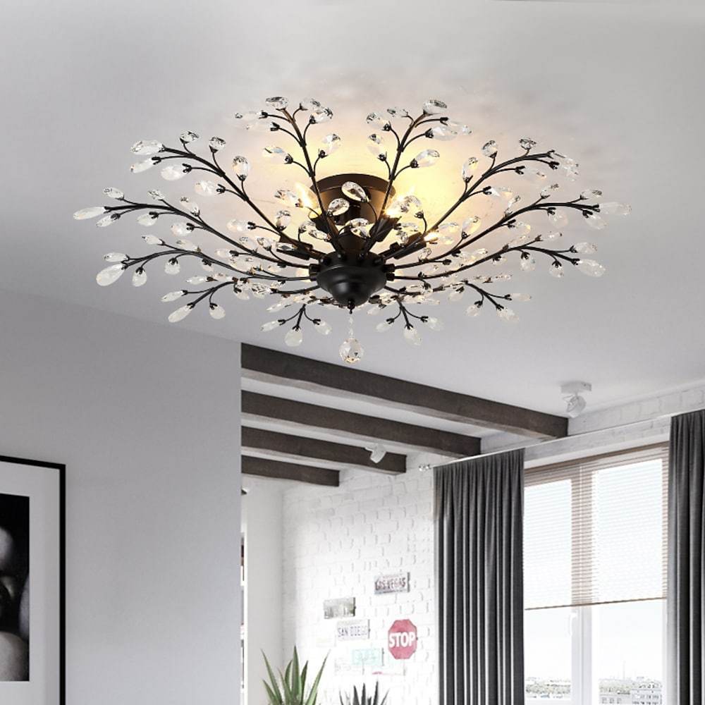 Unique Contemporary Chandeliers Crystal Flower Chandelier for Living Room-Lighom