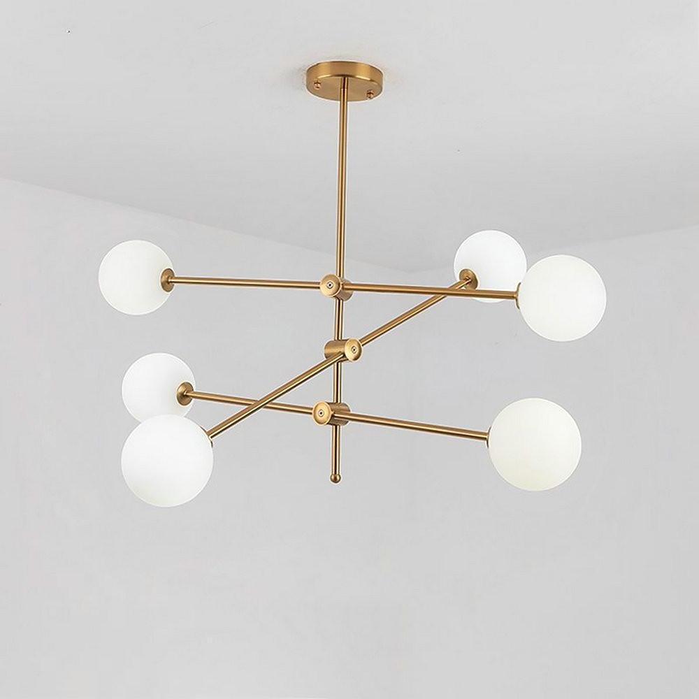 Gold Geometric 6-Bulb Sputnik Globe Chandelier