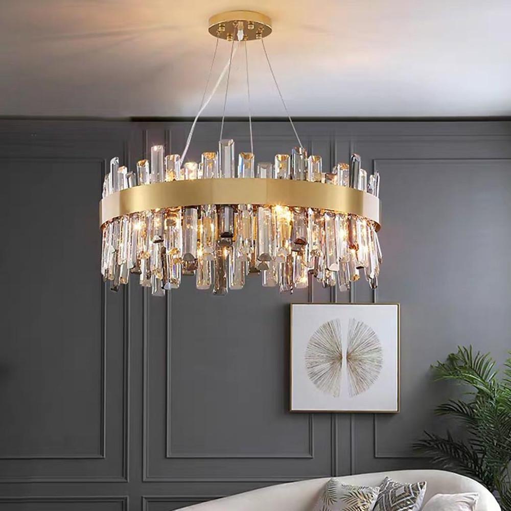 8 Light Modern Crystal Chandelier Industrial Brass Chandelier-Lighom