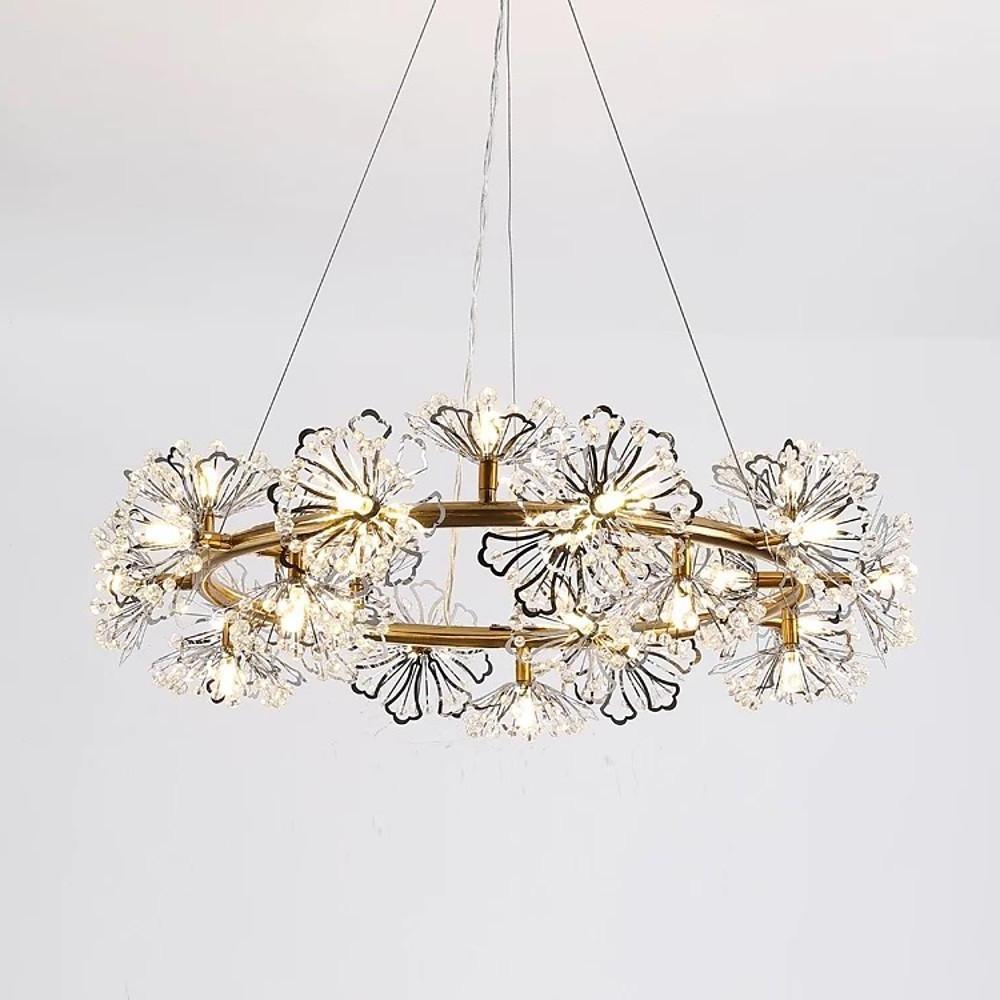 Circle Flower Design Electroplated Metal Crystal Classic Chandeliers-Lighom