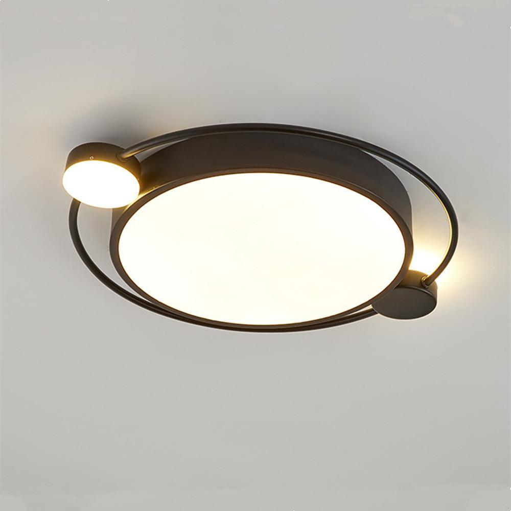 Modern dual-round flush mount lighting in synthetic — Matte Black / Cool White (6000K)