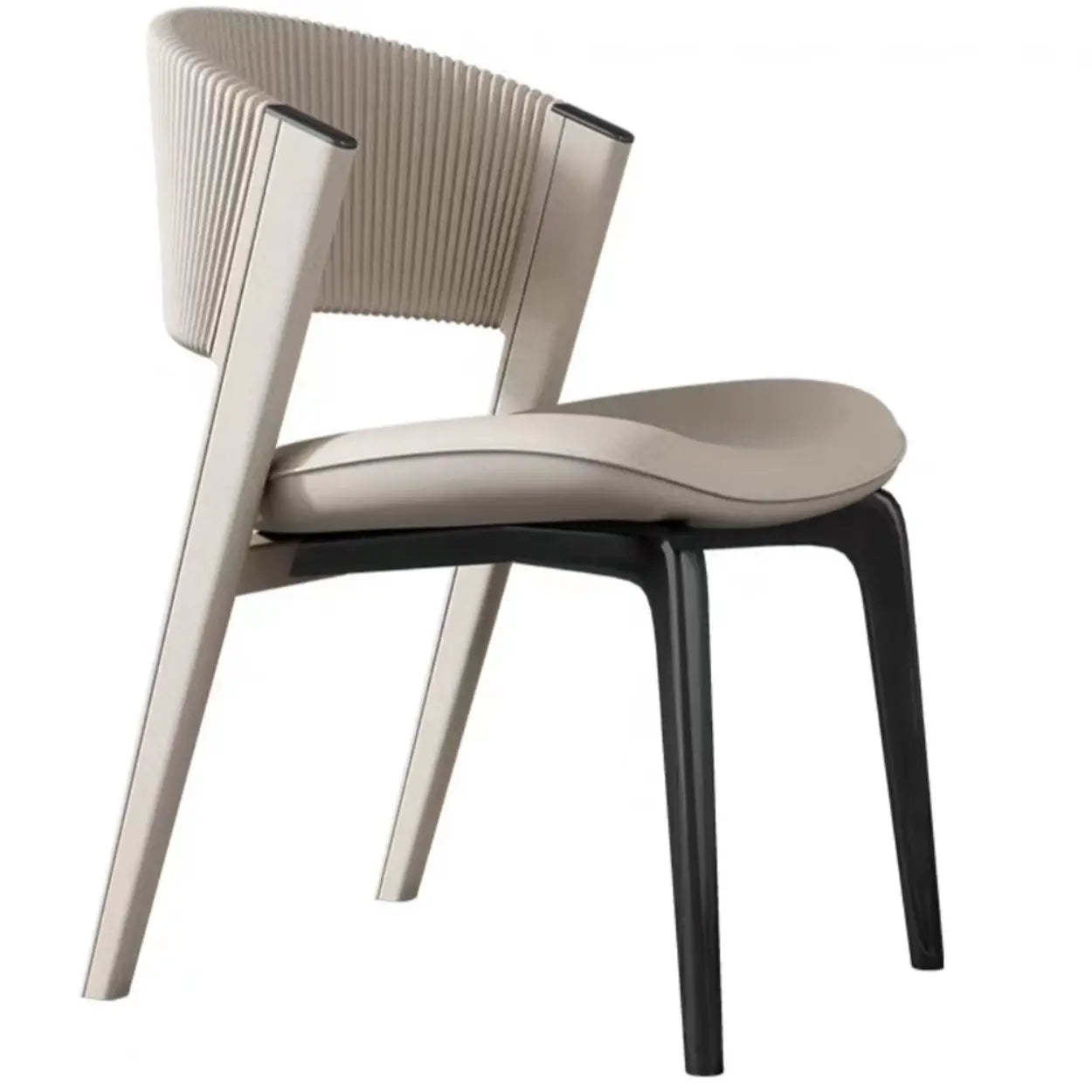 Luxury faux open-back beige dining chairs & benches — Black