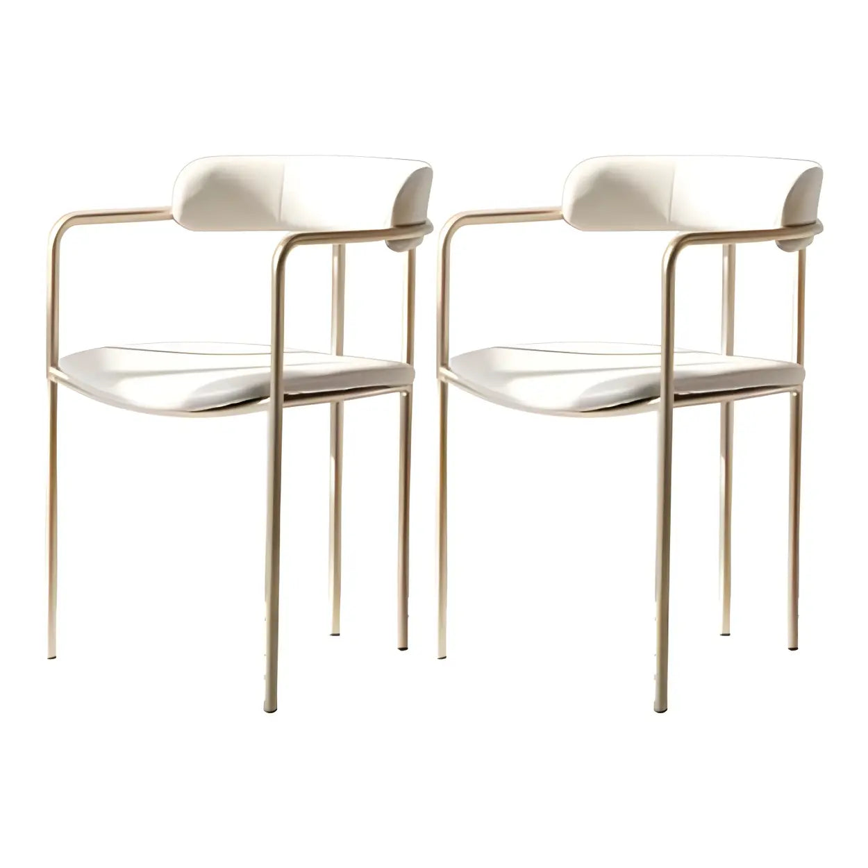 Open-Back Microfiber Upholstered Dining Arm Chair — Yellow / 1 Piece / Brass/ Gold