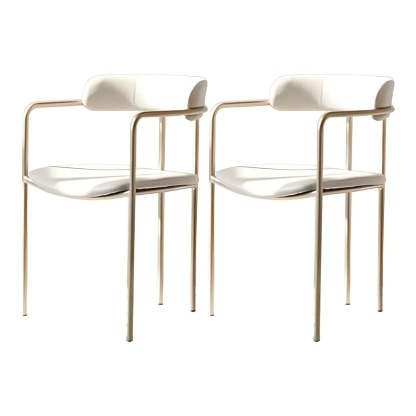 Open-Back Microfiber Upholstered Dining Arm Chair — Yellow / 1 Piece / Brass/ Gold