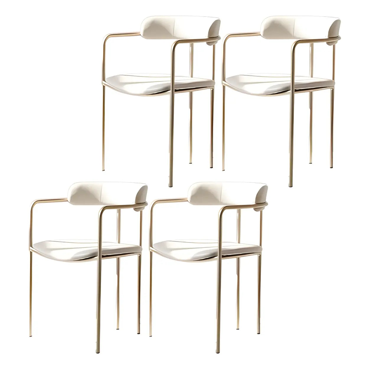 Open-Back Microfiber Upholstered Dining Arm Chair — Yellow / 2 Piece Set / Brass/ Gold