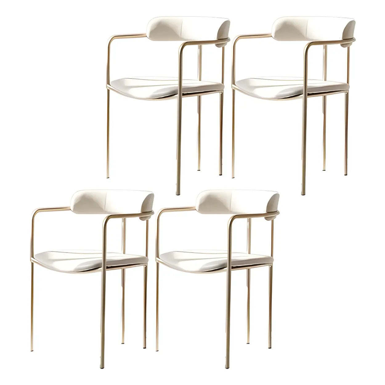 Open-Back Microfiber Upholstered Dining Arm Chair — Yellow / 2 Piece Set / Brass/ Gold