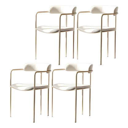 Open-Back Microfiber Upholstered Dining Arm Chair — Yellow / 2 Piece Set / Brass/ Gold