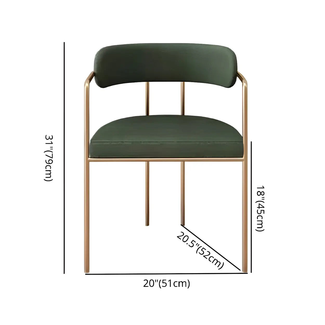 Open-Back Microfiber Upholstered Dining Arm Chair — Yellow / 4 Piece Set / Brass/ Gold