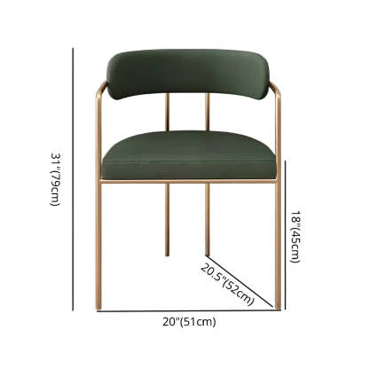 Open-Back Microfiber Upholstered Dining Arm Chair — Yellow / 4 Piece Set / Brass/ Gold