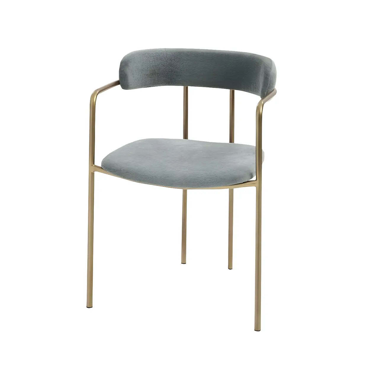 Luxury arm upholstered gray metal dining chairs & benches, Lighom — Gold / Set of 1