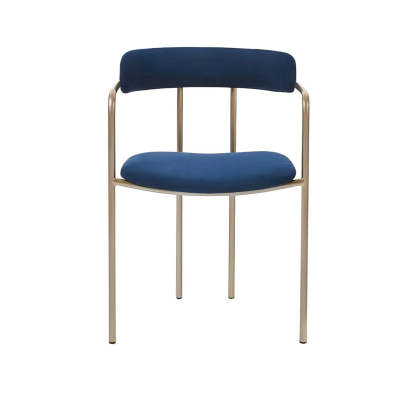Open-Back Microfiber Upholstered Dining Arm Chair — Green / 1 Piece / Brass/ Gold