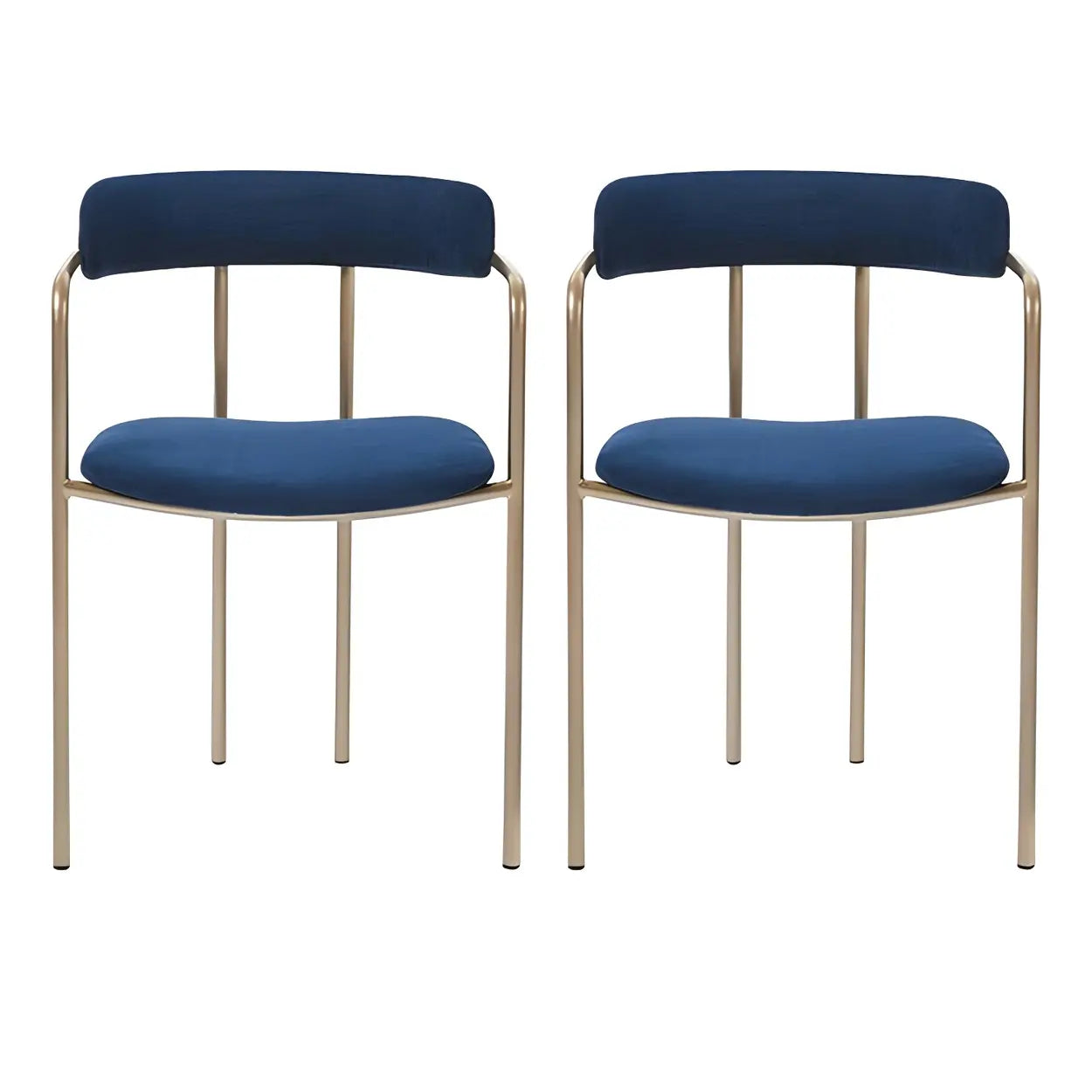 Open-Back Microfiber Upholstered Dining Arm Chair — Green / 2 Piece Set / Brass/ Gold