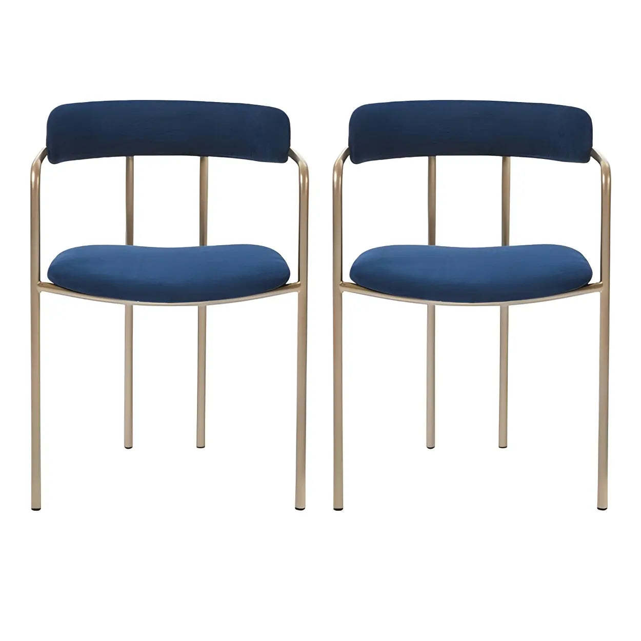 Open-Back Microfiber Upholstered Dining Arm Chair — Green / 2 Piece Set / Brass/ Gold