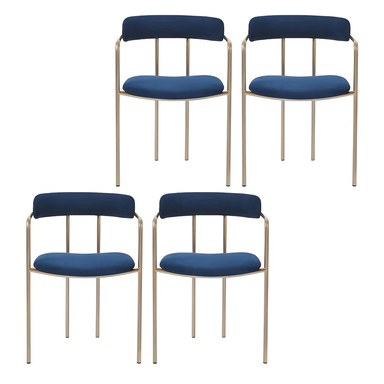 Open-Back Microfiber Upholstered Dining Arm Chair — Green / 4 Piece Set / Brass/ Gold