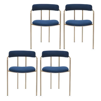 Open-Back Microfiber Upholstered Dining Arm Chair — Green / 4 Piece Set / Brass/ Gold