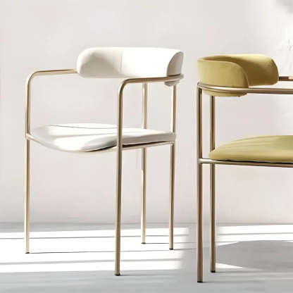 Open-Back Microfiber Upholstered Dining Arm Chair — Gray / 4 Piece Set / Brass/ Gold