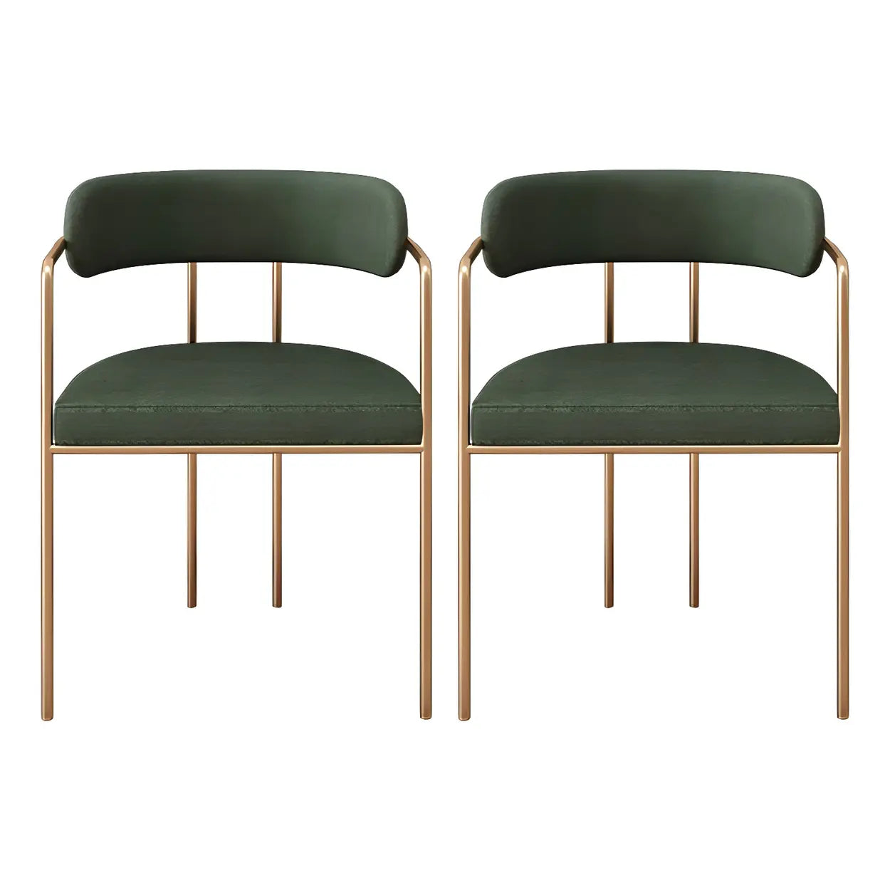 Open-Back Microfiber Upholstered Dining Arm Chair — Beige / 1 Piece / Brass/ Gold