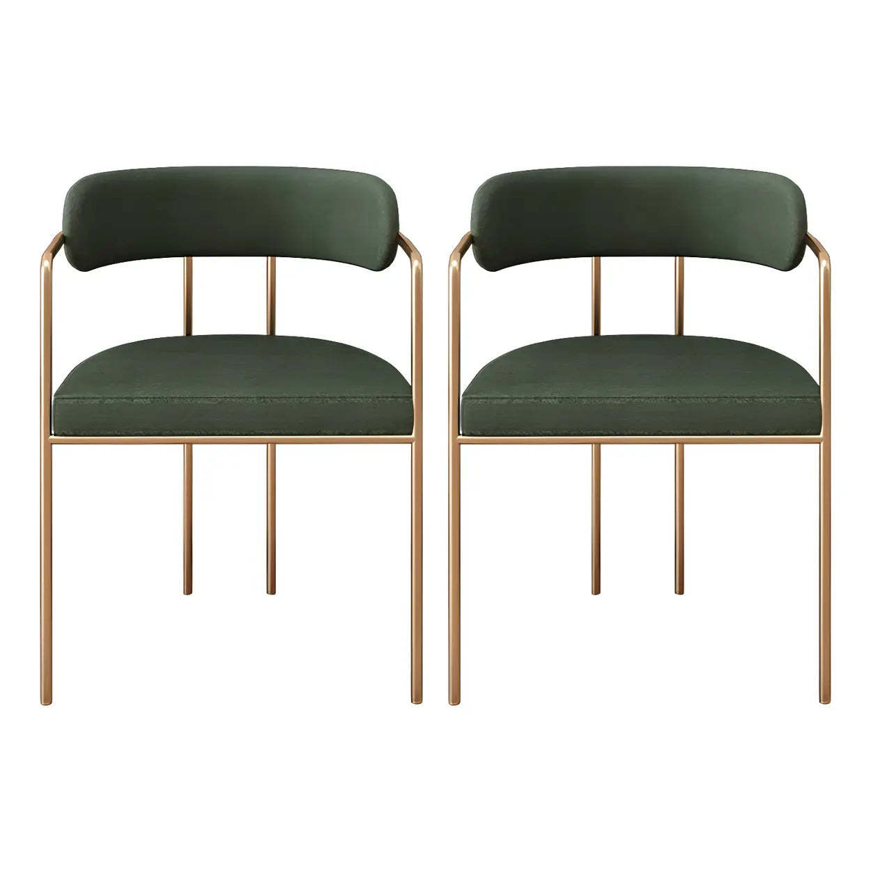 Open-Back Microfiber Upholstered Dining Arm Chair — Beige / 1 Piece / Brass/ Gold