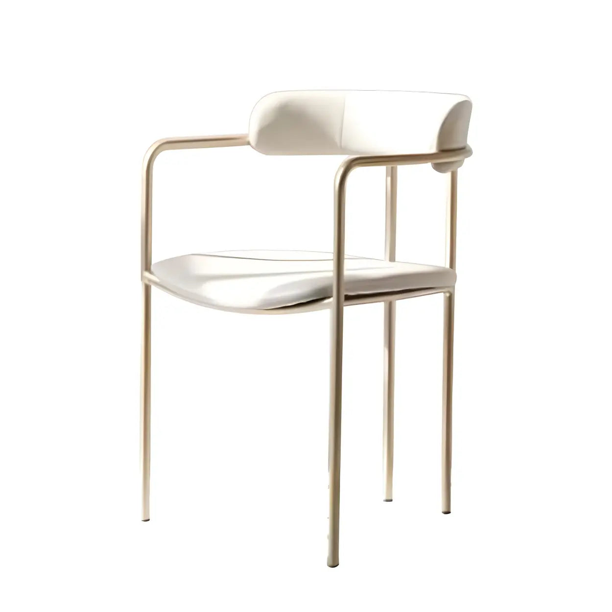 Open-Back Microfiber Upholstered Dining Arm Chair — Beige / 4 Piece Set / Brass/ Gold