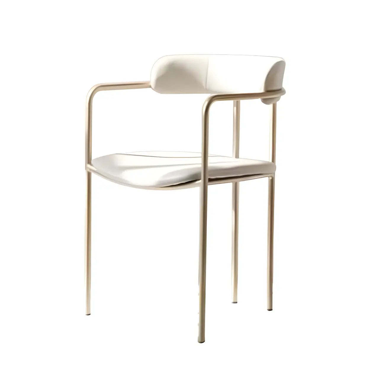 Open-Back Microfiber Upholstered Dining Arm Chair — Beige / 4 Piece Set / Brass/ Gold