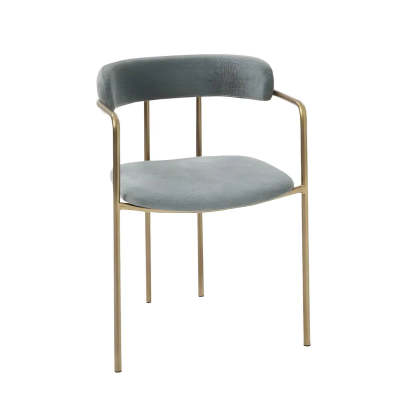 Open-Back Microfiber Upholstered Dining Arm Chair — Beige / 4 Piece Set / Silver