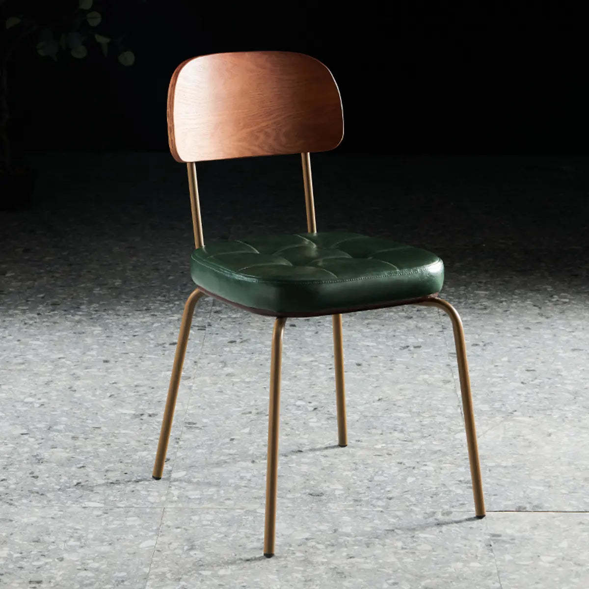 Open-Back Tufted Leather Metal Dining Chair — White / With Arms
