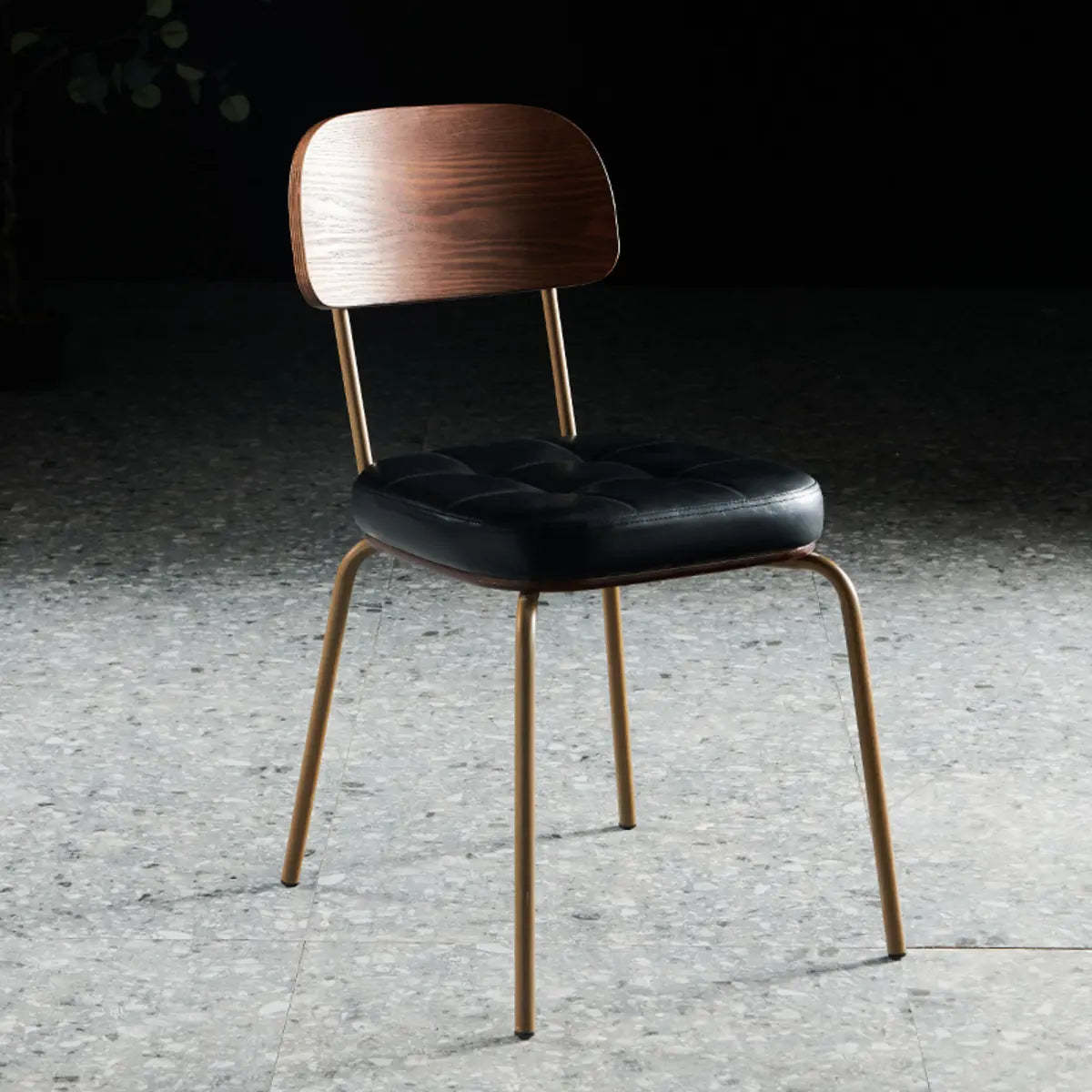 Luxury tufted open-back dining chairs & benches in metal — Armless / Black
