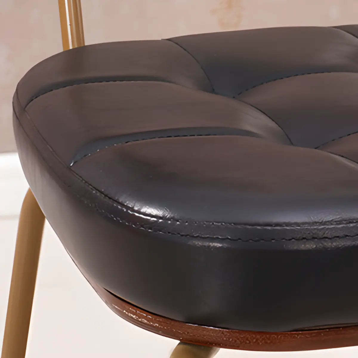 Open-Back Tufted Leather Metal Dining Chair