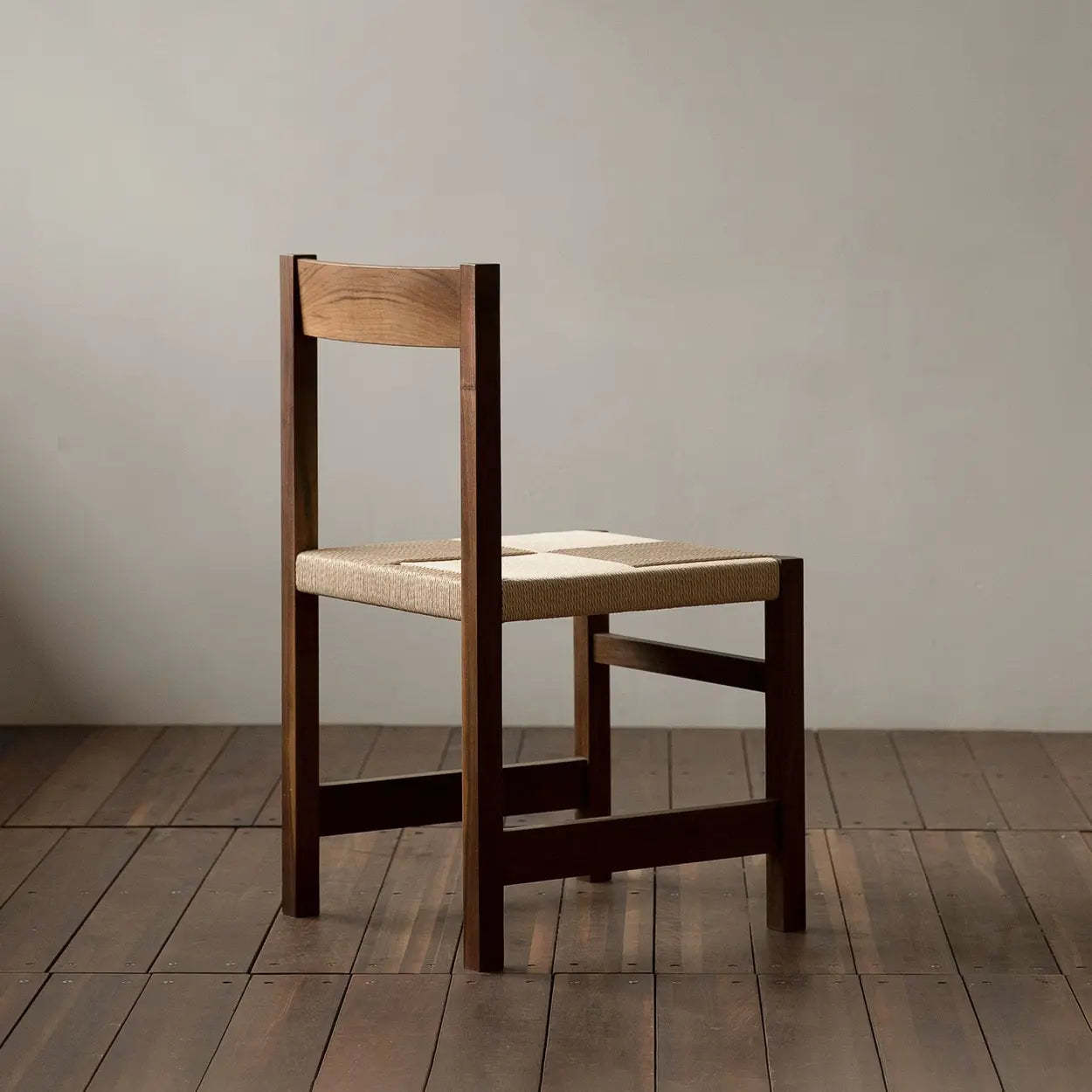Open Braided Rope Rectangle Wood Dining Chair