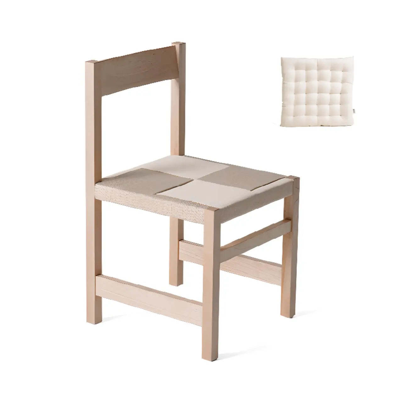 Open Braided Rope Rectangle Wood Dining Chair