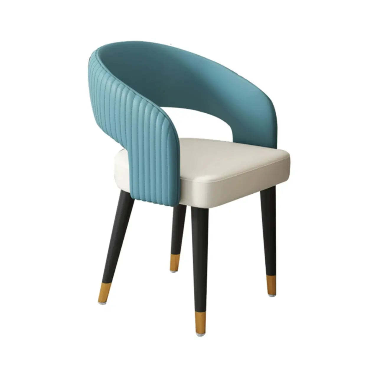 Curved Ribbed Leather Dining Chair — Grey