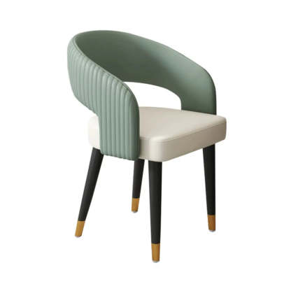 Curved Ribbed Leather Dining Chair