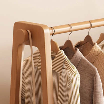 A-Frame Bamboo Coat Rack with Shelves — Wood Color / 2