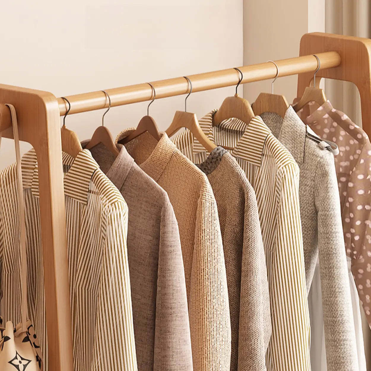 A-Frame Bamboo Coat Rack with Shelves — Walnut / 2