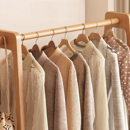 A-Frame Bamboo Coat Rack with Shelves — Walnut / 2