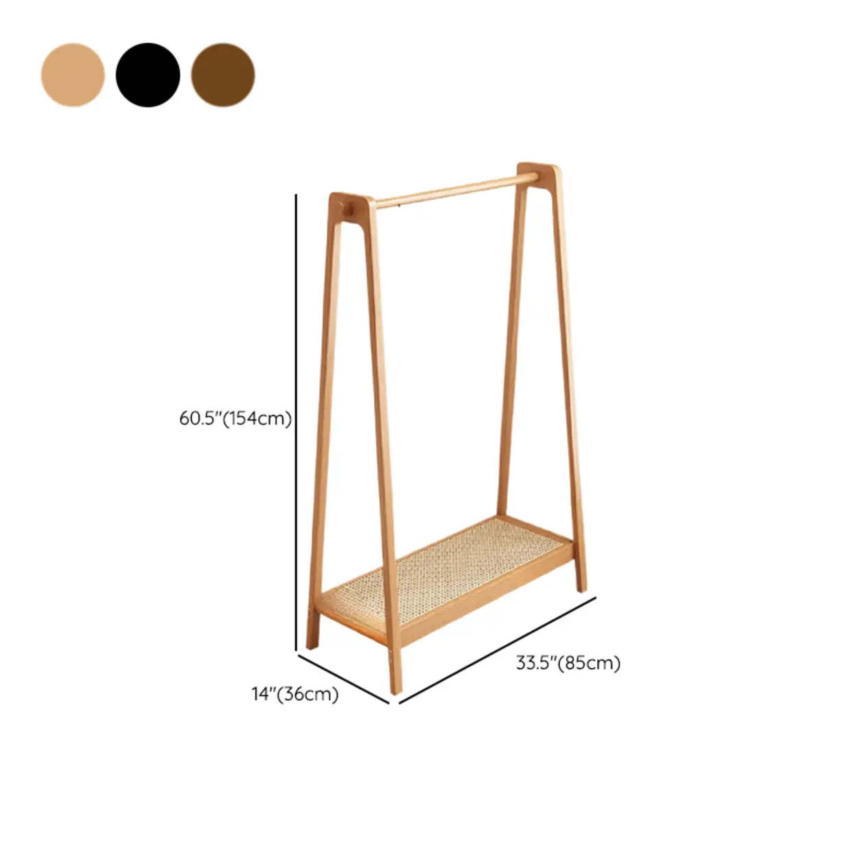 A-Frame Bamboo Coat Rack with Shelves — Wood Color / 2