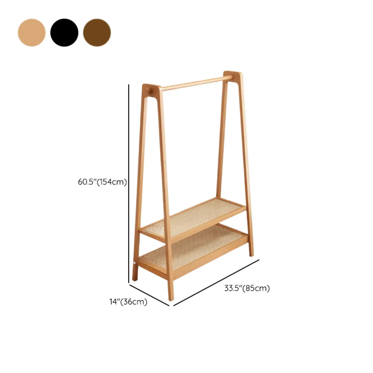 A-Frame Bamboo Coat Rack with Shelves — Black / 2