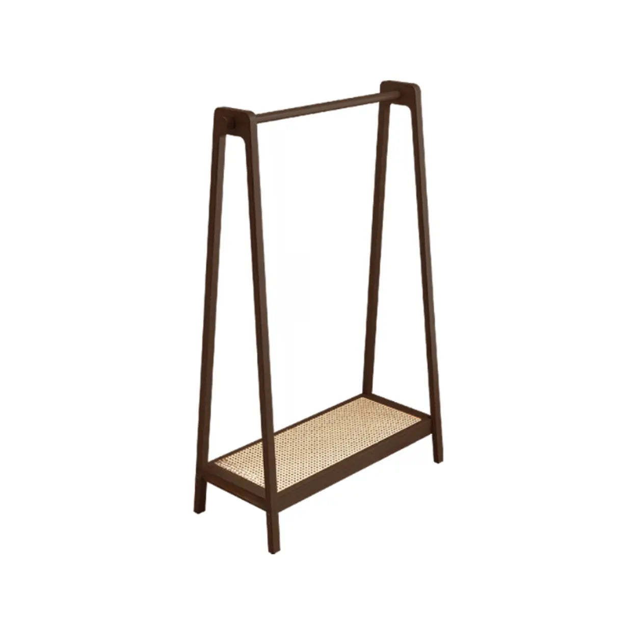 A-Frame Bamboo Coat Rack with Shelves — Walnut / 1
