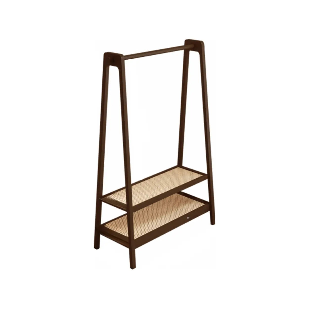 A-Frame Bamboo Coat Rack with Shelves — Black / 1