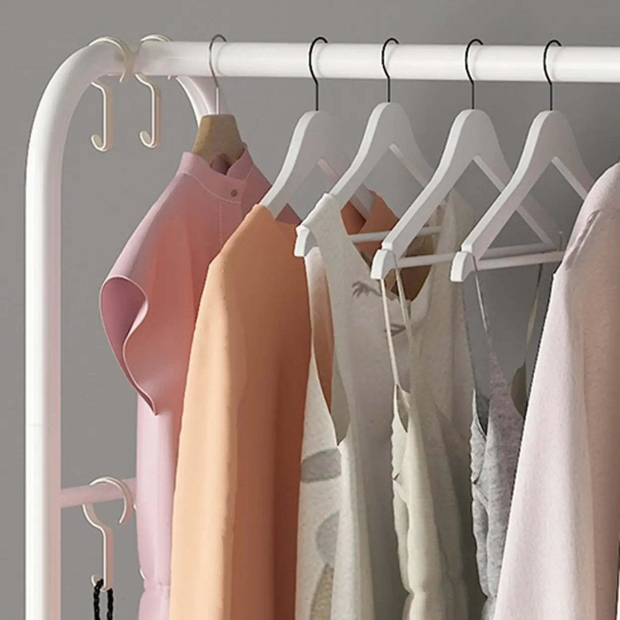 Open Bedside Metal Hall Tree with Shelves