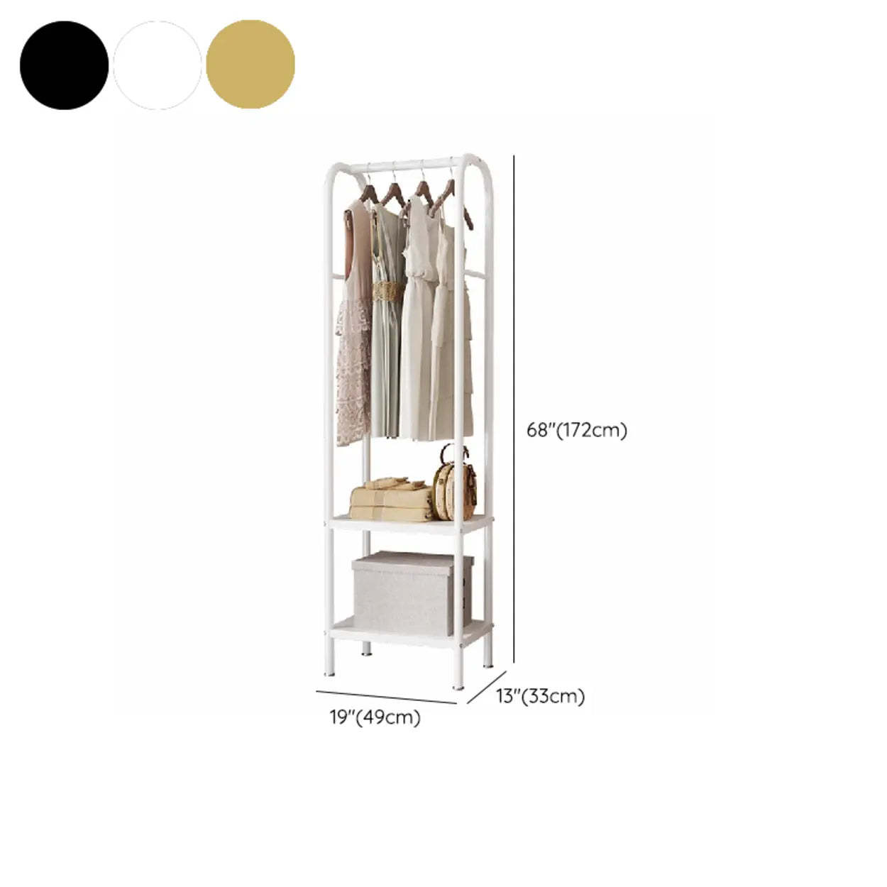 Open Bedside Metal Hall Tree with Shelves