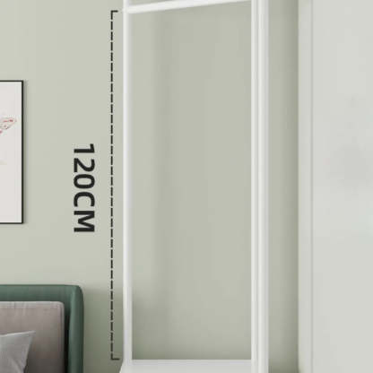 Open Bedside Metal Hall Tree with Shelves — White
