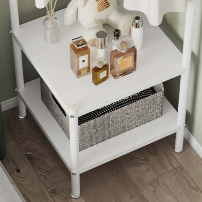 Open Bedside Metal Hall Tree with Shelves — Gold