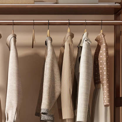 Brown Wood Coat Rack with Shelves and Drawers