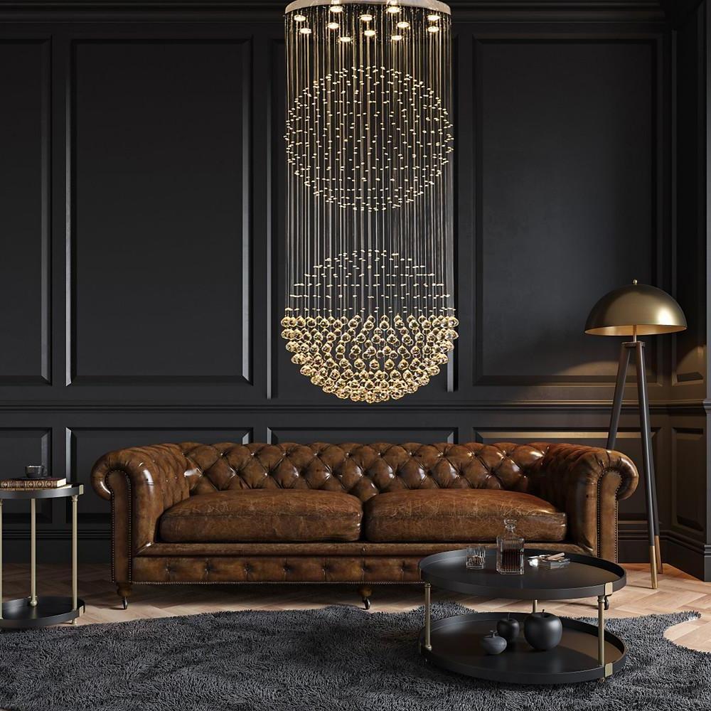 Double Sphere Metal Crystal Rustic Chandeliers Contemporary Chandeliers-Lighom