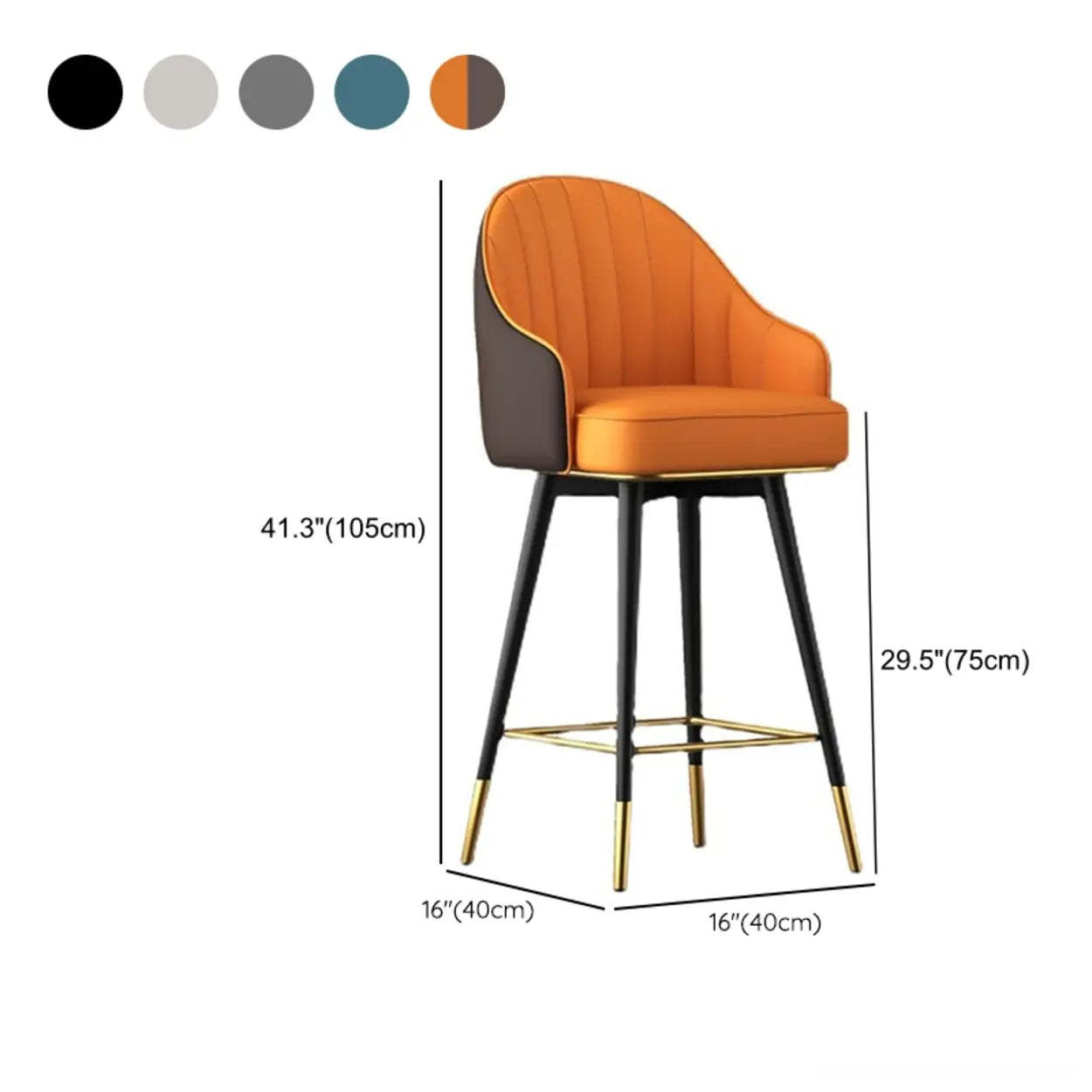 Gray leather metal bistro curved bar & counter stools