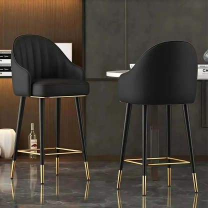 Lighom arms curved gray bar & counter stools — Counter Stool(25.5"H) / Brown & Orange