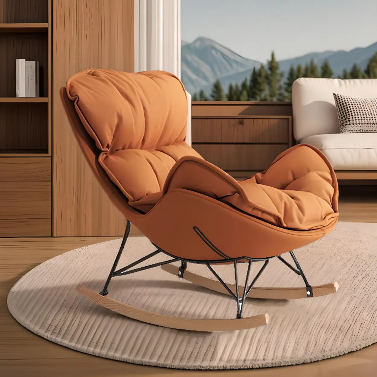 Orange Stain Resistant Upholstered Rocking Chair — Gray