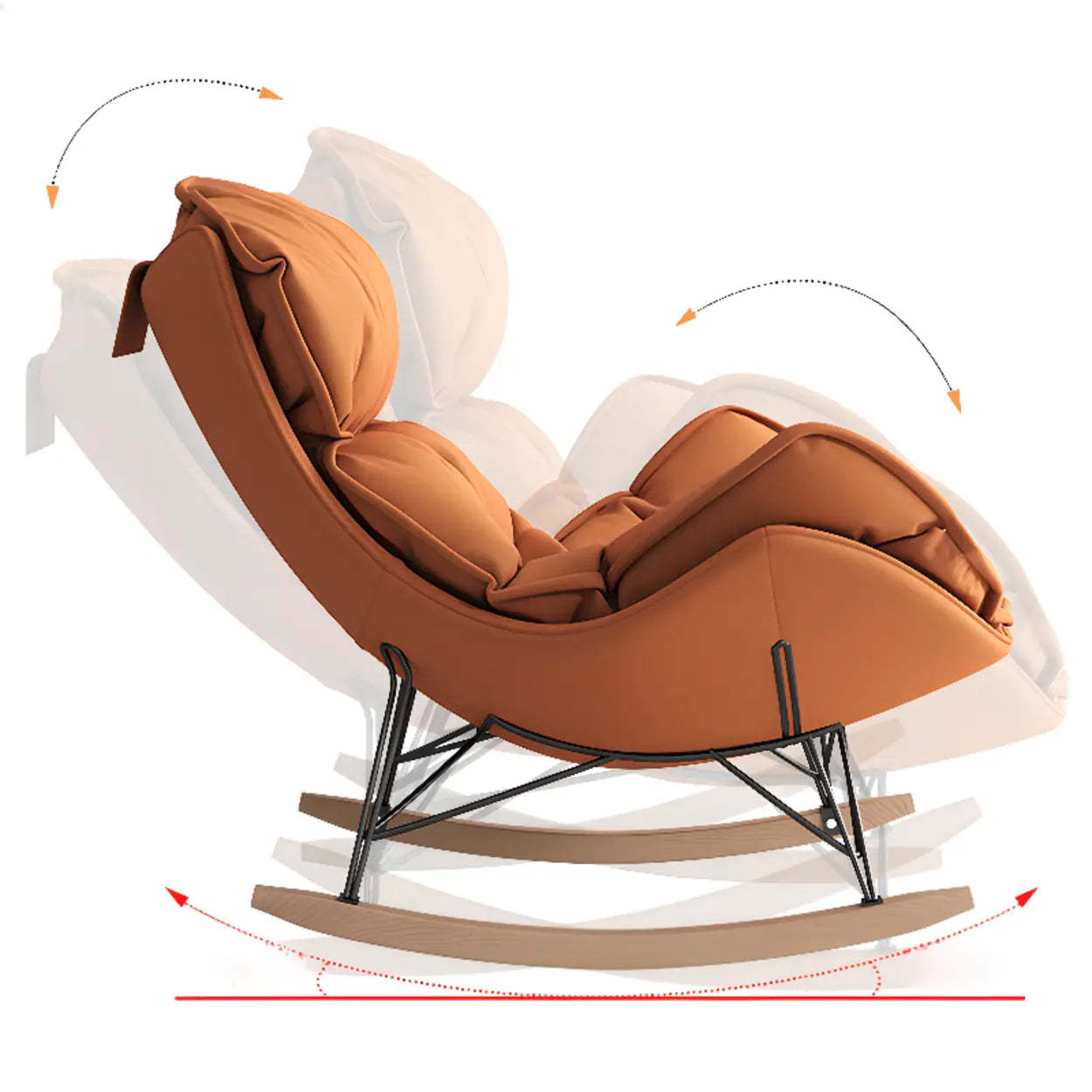 Orange Stain Resistant Upholstered Rocking Chair
